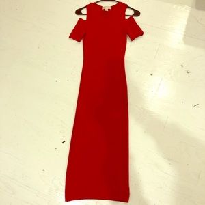 MK cherry red midi dress with shoulder cuts